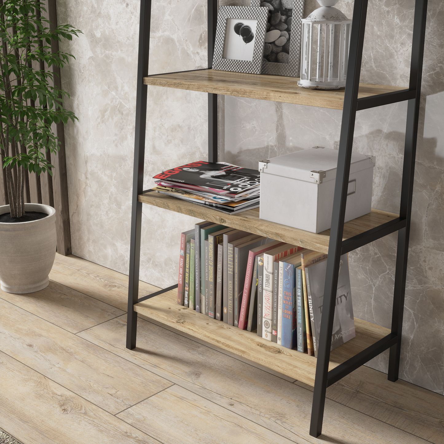 Ephesus 5 Shelf Rustic / Modern Design Bookcase