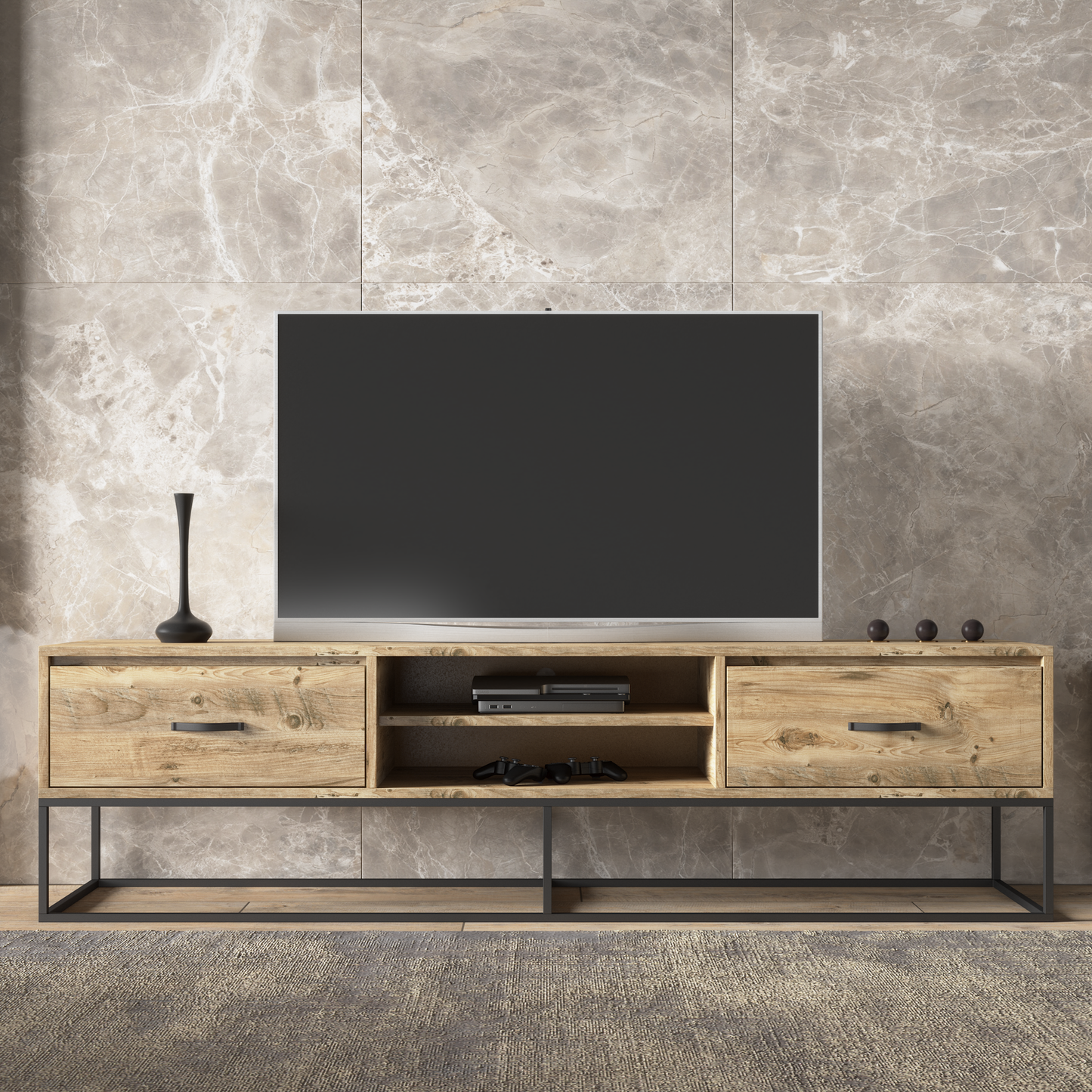 Dakota Rustic - Modern TV Stand & Media Console for TVs up to 80"