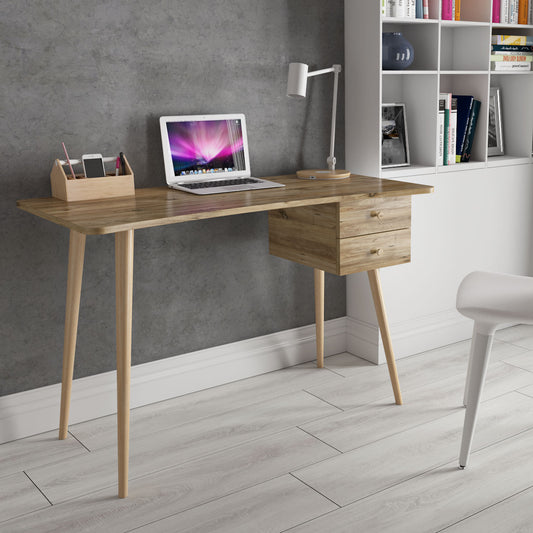 Vigo 2 Drawer Modern Design Study Desk - Atlantic Pine Color