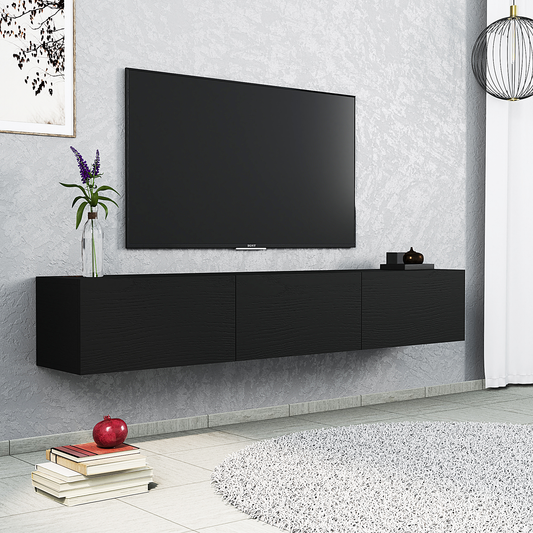Tuscania Floating TV Stand & Media Console for TVs up to 80" - Black Color