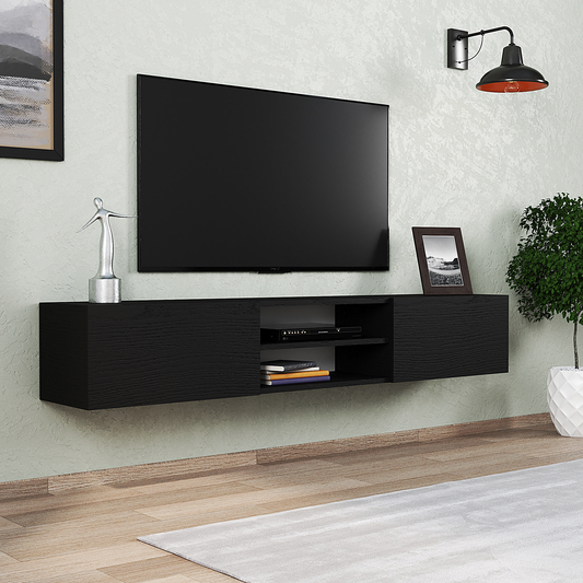 Otranto Floating TV Stand & Media Console for TVs up to 80" - Black Color