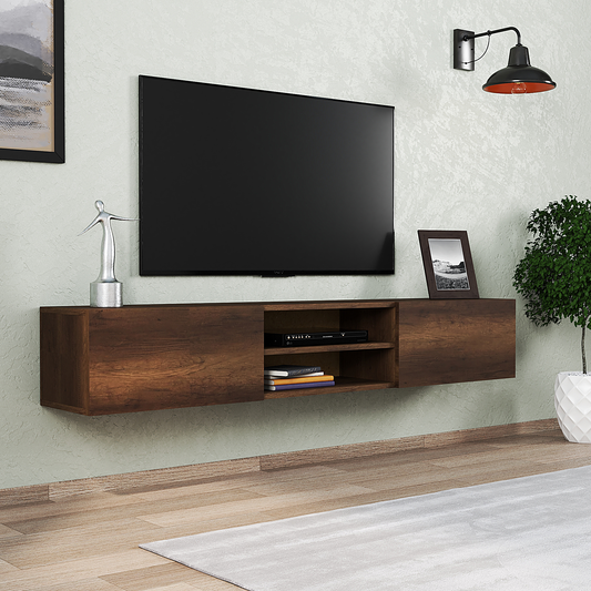 Otranto Floating TV Stand & Media Console for TVs up to 80" - Walnut Color