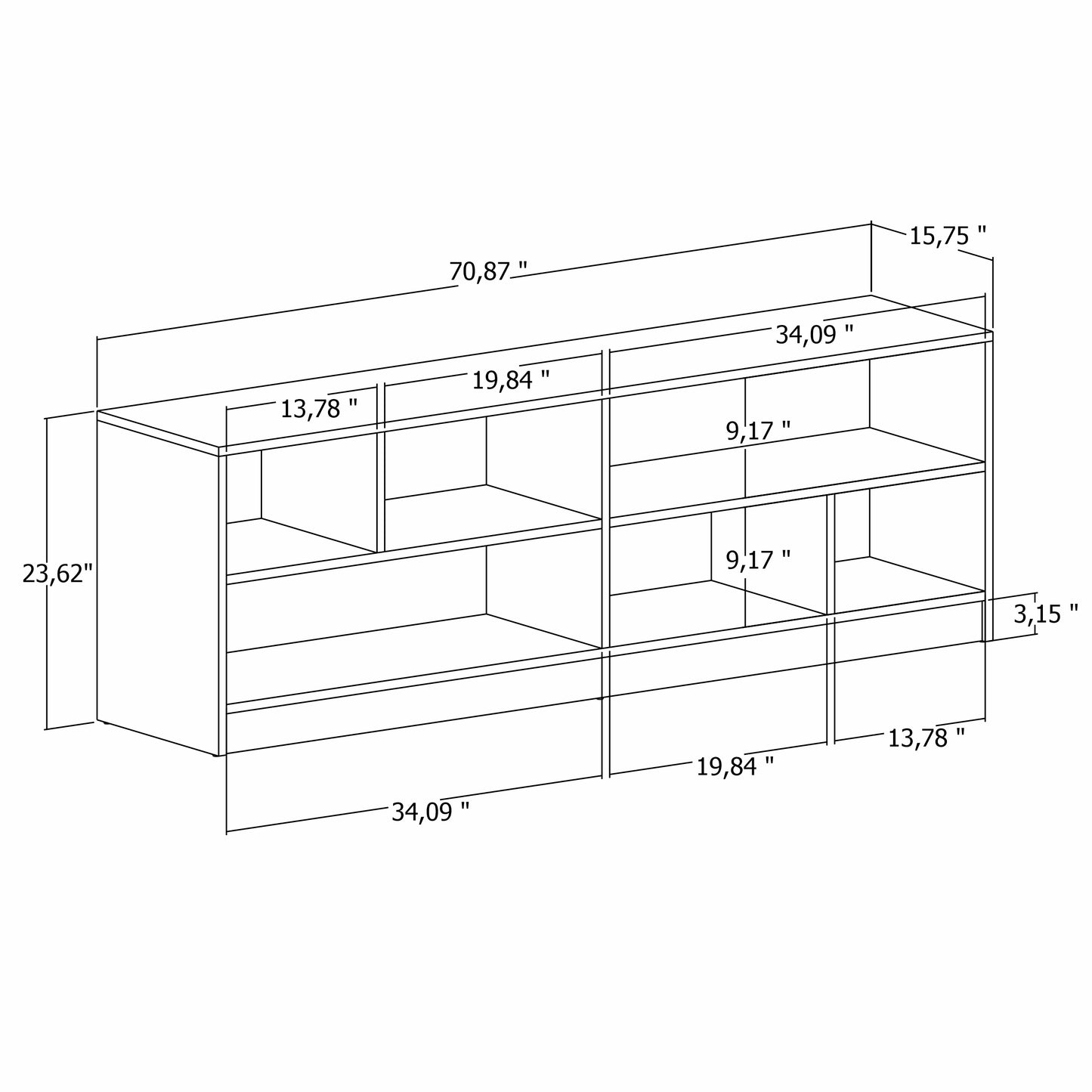 Parfine TV Stand & Media Console for TVs up to 80"